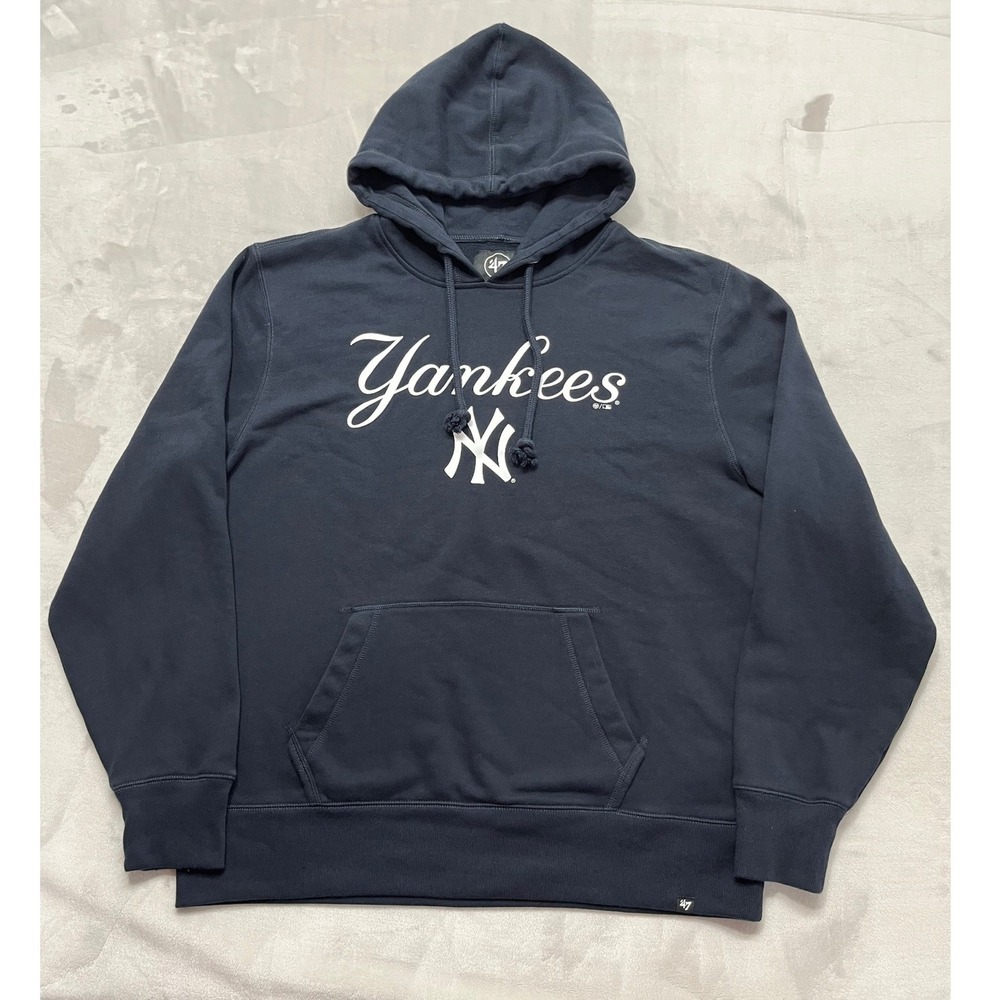 47 Brand Yankees Hoodie Men XL Black MLB Baseball Sweatshirt Pullover Sports